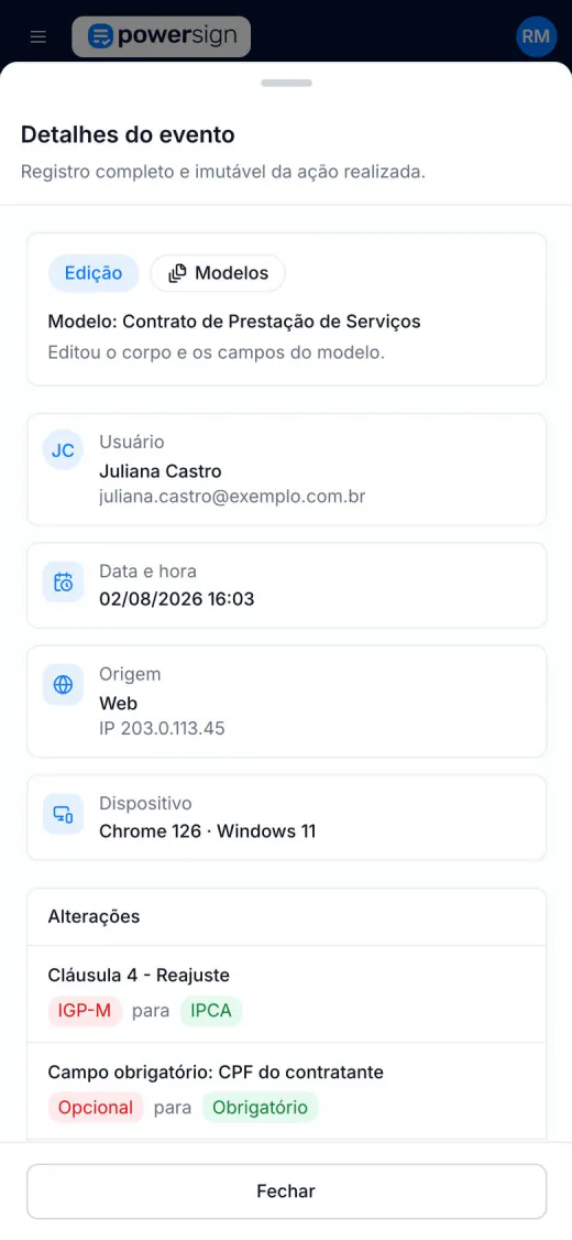 Detalhe da mudança no celular, com o reajuste passando de IGP-M para IPCA