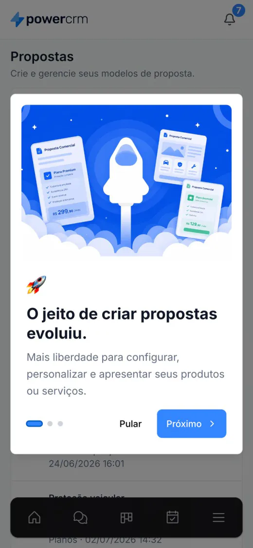 Carrossel de novidades no celular