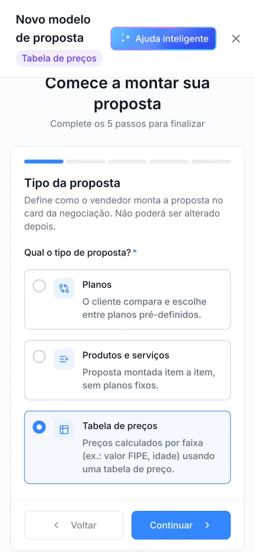 Criação de modelo no celular